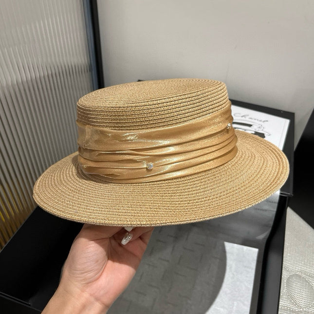 MIUMIU STRAW HAT IN BEIGE WITH RHINESTONE EMBELLISHED
