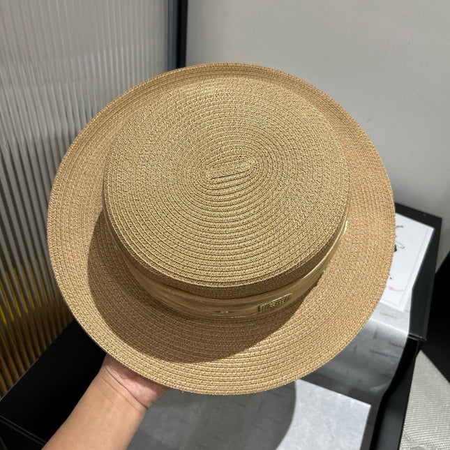 MIUMIU STRAW HAT IN BEIGE WITH RHINESTONE EMBELLISHED