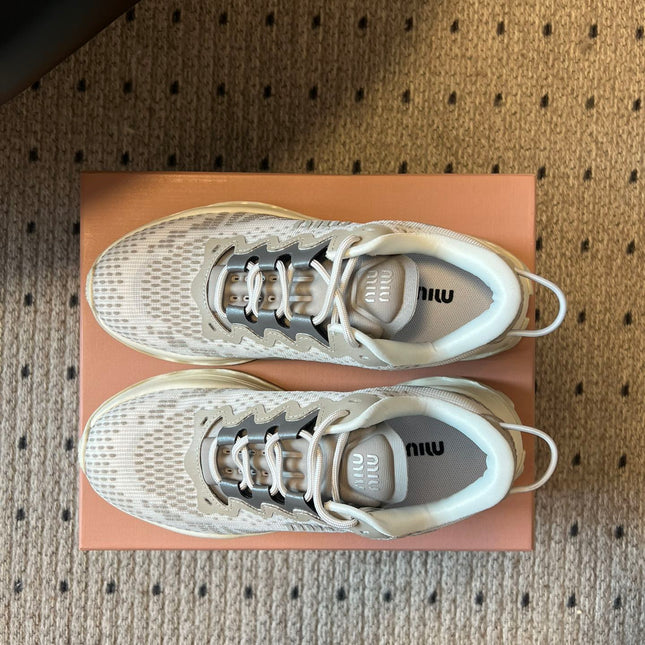MIUMIU 26S SNEAKERS IN CLOUDY GRAY TECHNICAL FABRIC