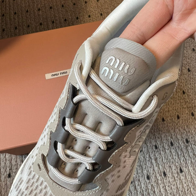 MIUMIU 26S SNEAKERS IN CLOUDY GRAY TECHNICAL FABRIC