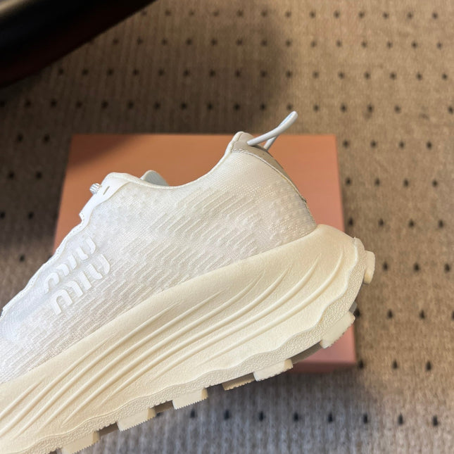 MIUMIU 26S SNEAKERS IN WHITE TECHNICAL FABRIC