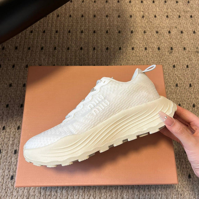 MIUMIU 26S SNEAKERS IN WHITE TECHNICAL FABRIC