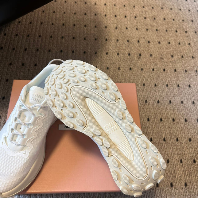 MIUMIU 26S SNEAKERS IN WHITE TECHNICAL FABRIC
