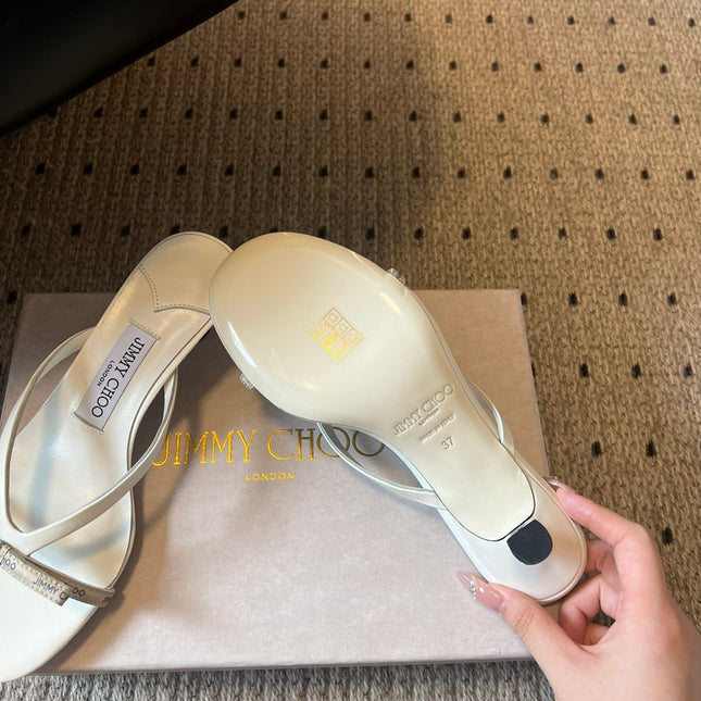 JIMMY CHOO 26S STRAPPY HEELED SANDALS IN WHITE LAMBSKIN
