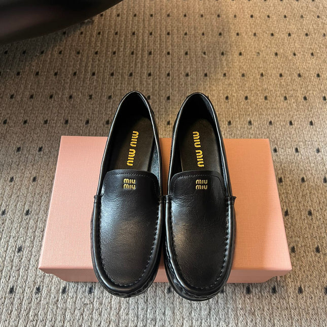 MIUMIU 26S LOAFERS IN BLACK CALFSKIN