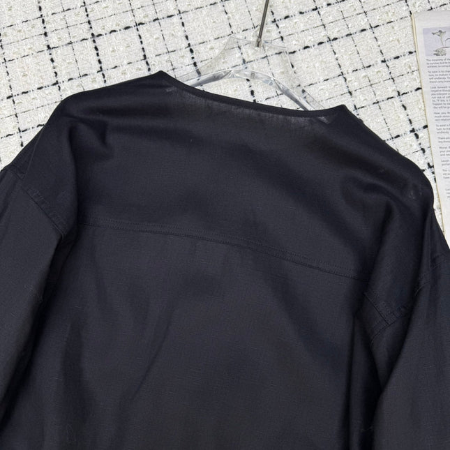 PRADA 25S LIGHTWEIGHT ROUND-NECK LINEN JACKET 368