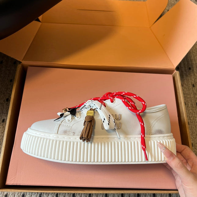 MIUMIU 26S SNEAKERS 50MM IN WHITE CALFSKIN