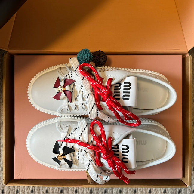 MIUMIU 26S SNEAKERS 50MM IN WHITE CALFSKIN