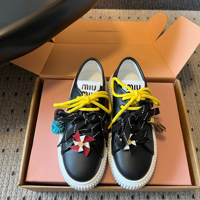 MIUMIU 26S SNEAKERS 50MM IN BLACK CALFSKIN