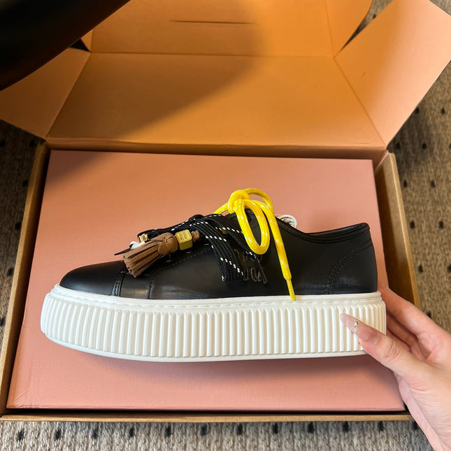 MIUMIU 26S SNEAKERS 50MM IN BLACK CALFSKIN