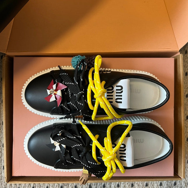 MIUMIU 26S SNEAKERS 50MM IN BLACK CALFSKIN
