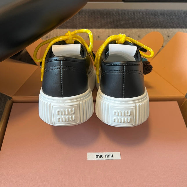 MIUMIU 26S SNEAKERS 50MM IN BLACK CALFSKIN