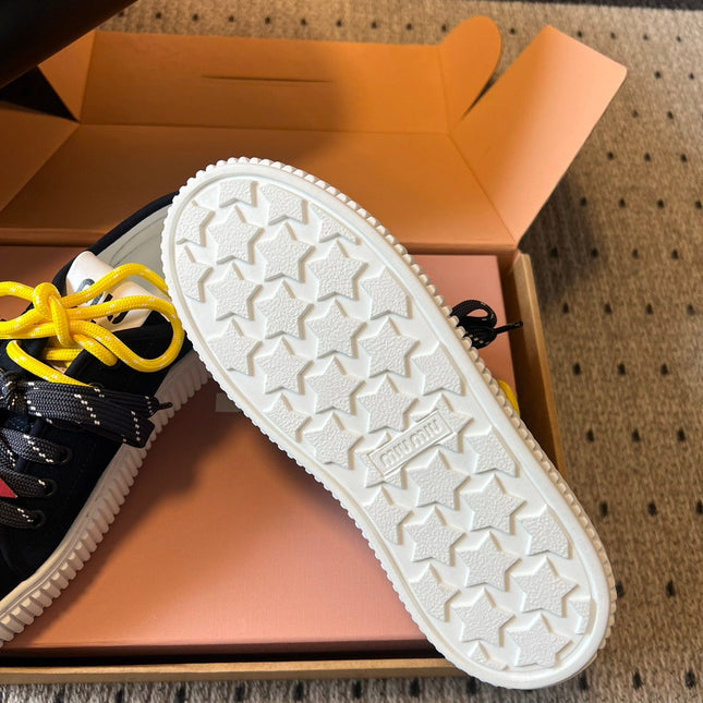 MIUMIU 26S SNEAKERS 50MM IN BLUE BLACK SUEDE