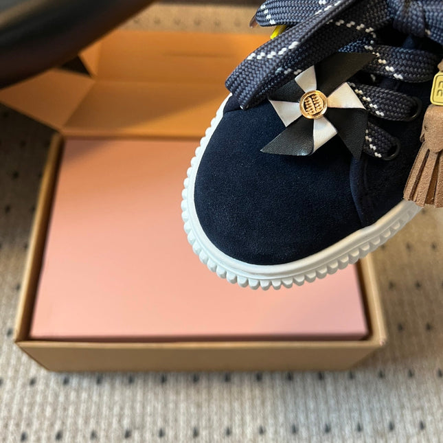 MIUMIU 26S SNEAKERS 50MM IN BLUE BLACK SUEDE