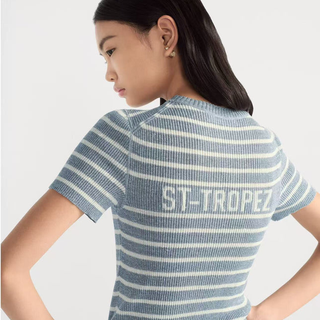 DIOR 26S STRIPED SHORT-SLEEVE KNIT SWEATER 1075
