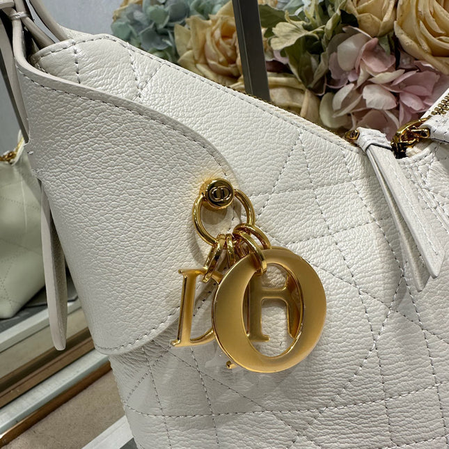 DIOR 26S VOYAGE BAG 22 IN CREAM WHITE CALFSKIN