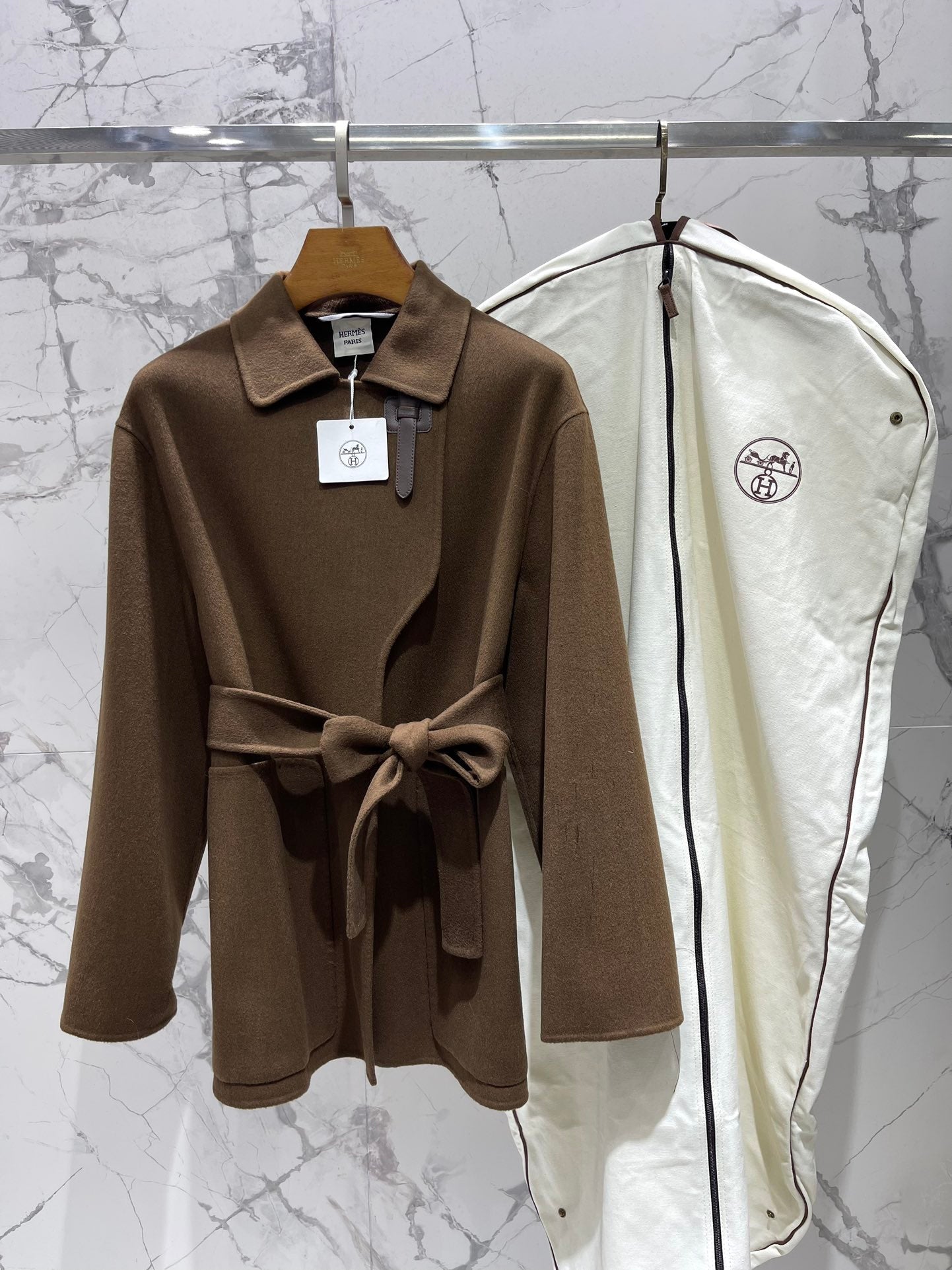 HERMES 25S MID-LENGTH CASHMERE COAT 286
