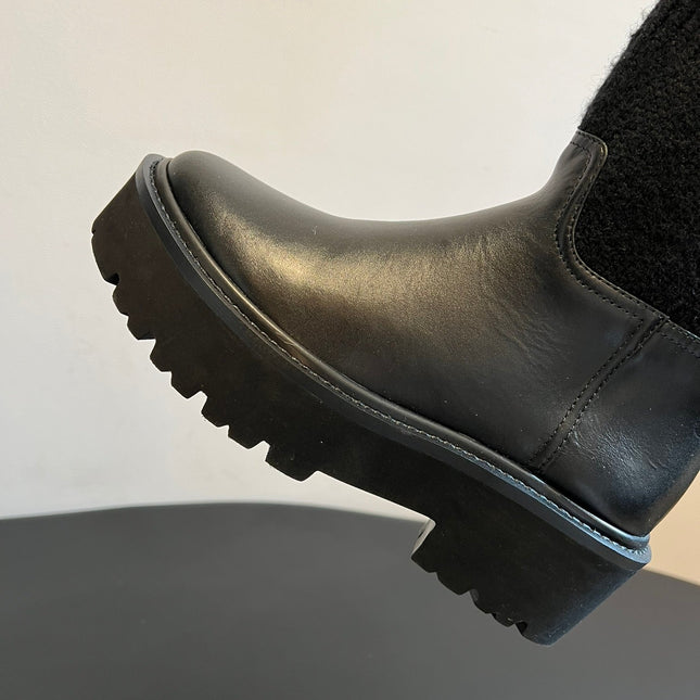 CELINE 26S ANKLE BOOTS 60 MM IN BLACK CALFSKIN AND WOOL