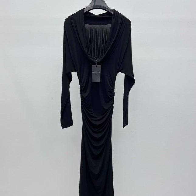 YSL 25S RUFFLED LONG-SLEEVE DRESS STYLE 131