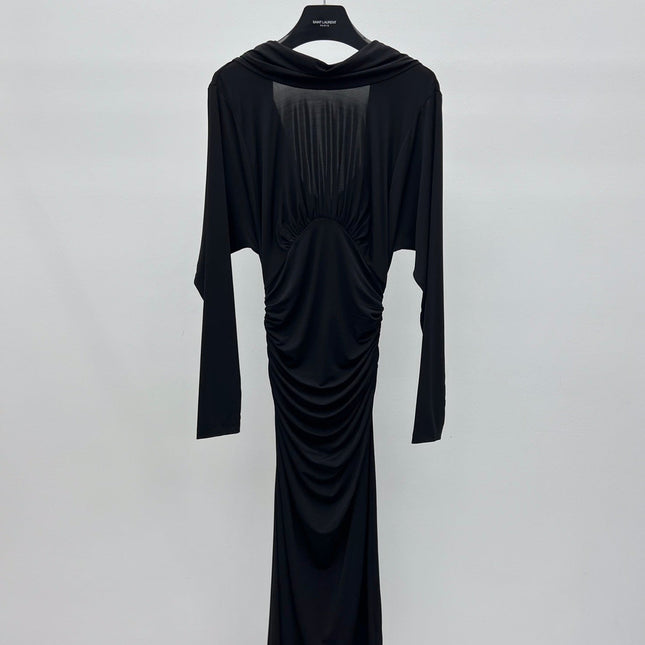 YSL 25S RUFFLED LONG-SLEEVE DRESS STYLE 131