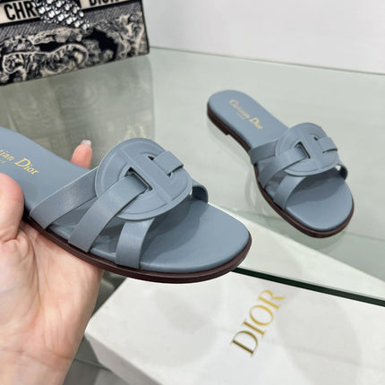DIOR 26S D-CLUB SLIDE SANDAL IN LIGHT BLUE CALFSKIN
