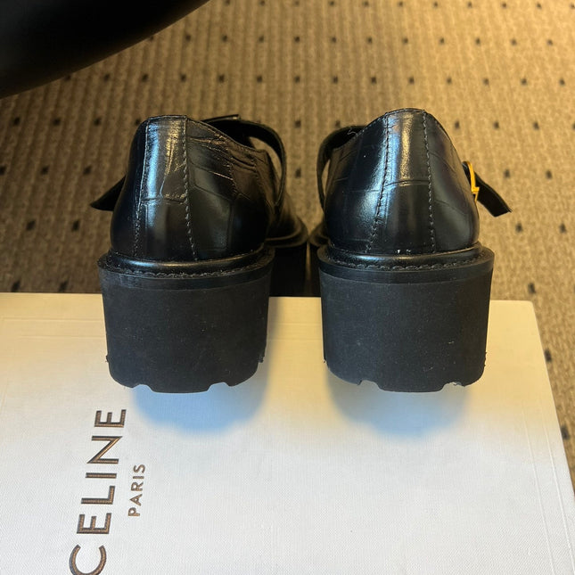 CELINE 26S MARY JANE SHOES 40 MM IN BLACK CALFSKIN