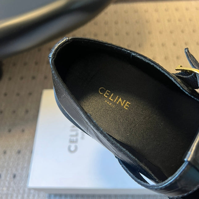 CELINE 26S MARY JANE SHOES 40 MM IN BLACK CALFSKIN
