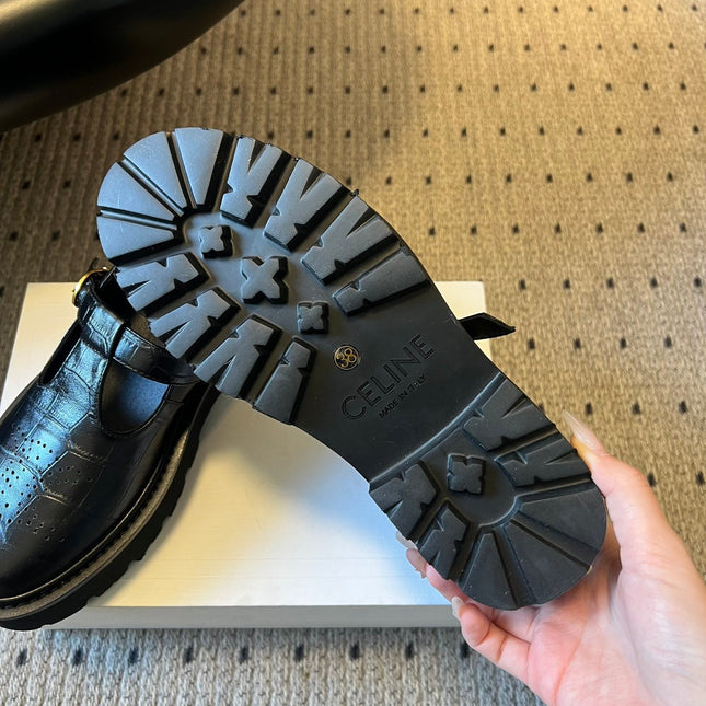 CELINE 26S MARY JANE SHOES 40 MM IN BLACK CALFSKIN