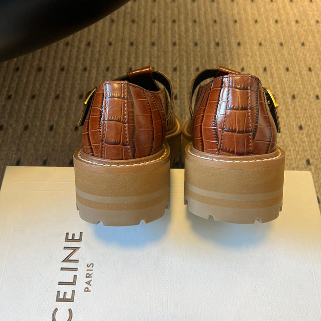 CELINE 26S MARY JANE SHOES 40 MM IN DARK BROWN CALFSKIN