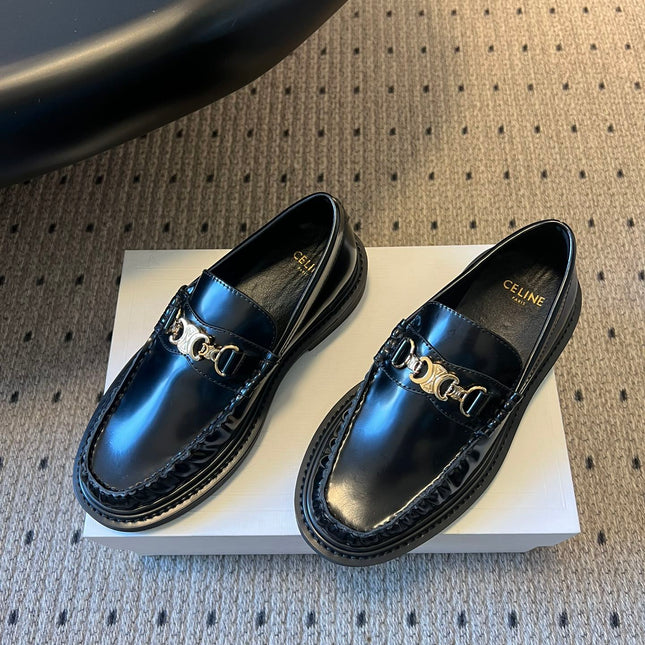 CELINE 26S LOAFER IN BLACK CALFSKIN WITH GOLD HARDWARE STYLE 3