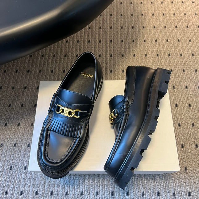 CELINE 26S LOAFER IN BLACK CALFSKIN WITH GOLD HARDWARE STYLE 2