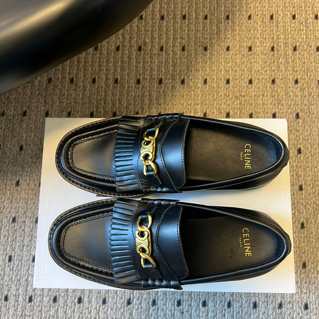 CELINE 26S LOAFER IN BLACK CALFSKIN WITH GOLD HARDWARE STYLE 2
