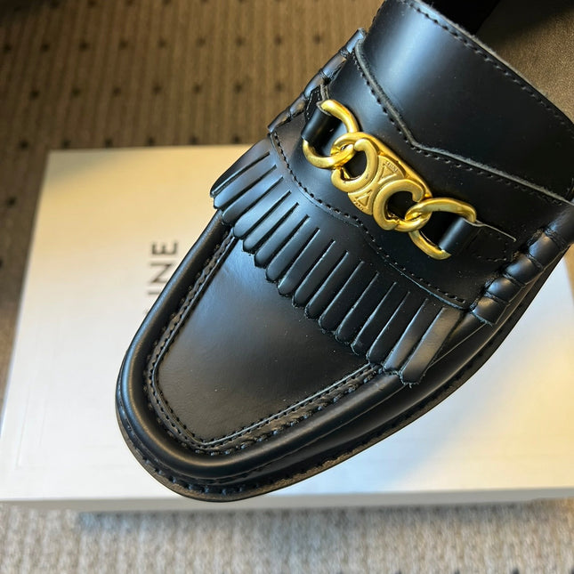 CELINE 26S LOAFER IN BLACK CALFSKIN WITH GOLD HARDWARE STYLE 2