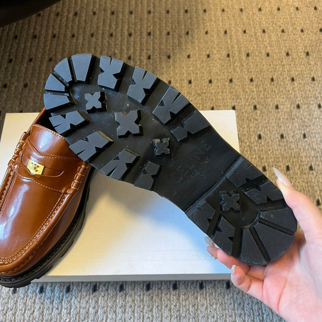 CELINE 26S LOAFER IN BROWN CALFSKIN WITH GOLD HARDWARE