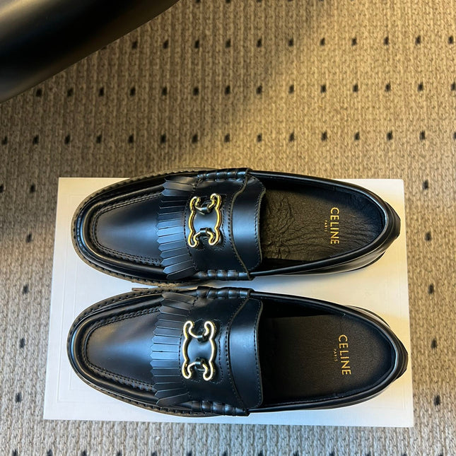 CELINE 26S LOAFER IN BLACK CALFSKIN WITH GOLD HARDWARE