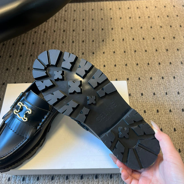CELINE 26S LOAFER IN BLACK CALFSKIN WITH GOLD HARDWARE