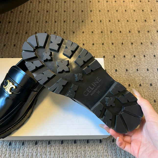 CELINE 26S LOAFER IN BLACK CALFSKIN WITH ARC DE TRIOMPHE BUCKLE