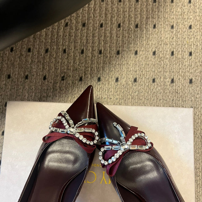 JIMMY CHOO 26S HIGH HEELS 70 MM IN DARK RED PATENT CALFSKIN