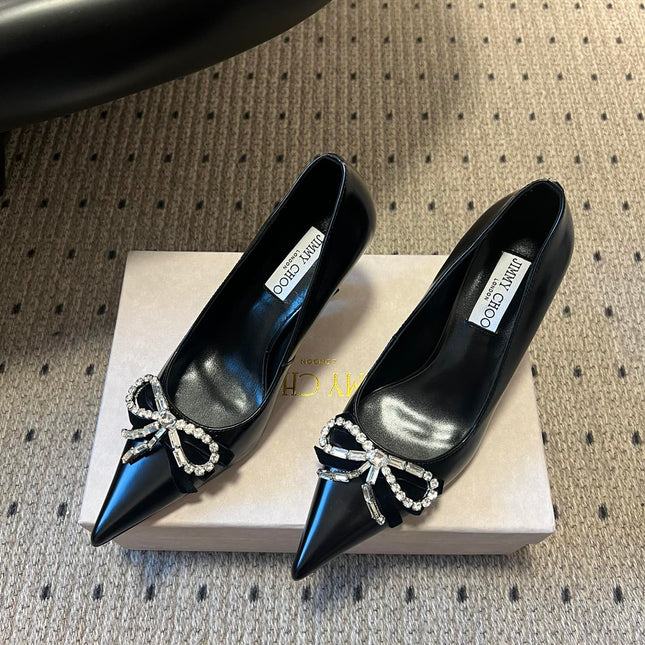 JIMMY CHOO 26S HIGH HEELS 70 MM IN BLACK PATENT CALFSKIN