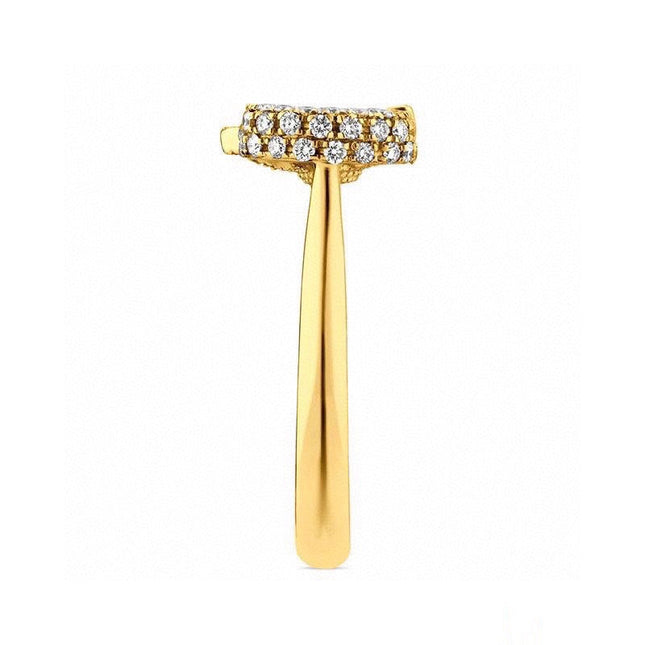 GUCCI 26S GG STAR OPEN RING WITH CRYSTALS IN GOLD TONE METAL 614453