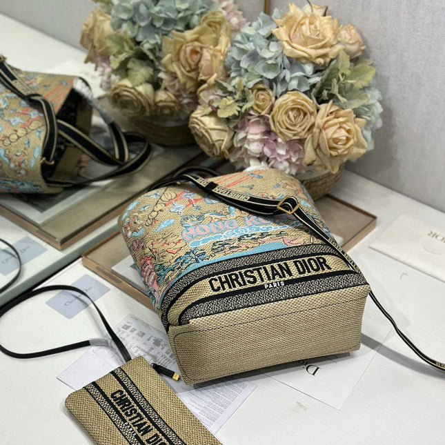 DIOR 26S BOOK TOTE BAG 25 IN MUTICOLOR RAFFIA STYLE 3