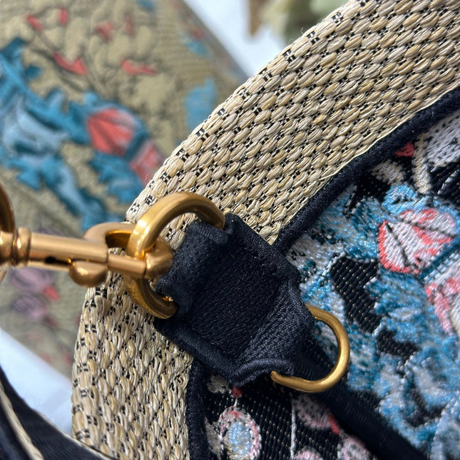 DIOR 26S BOOK TOTE BAG 25 IN MUTICOLOR RAFFIA STYLE 3