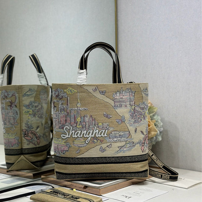DIOR 26S BOOK TOTE BAG 34 IN MUTICOLOR RAFFIA STYLE 3
