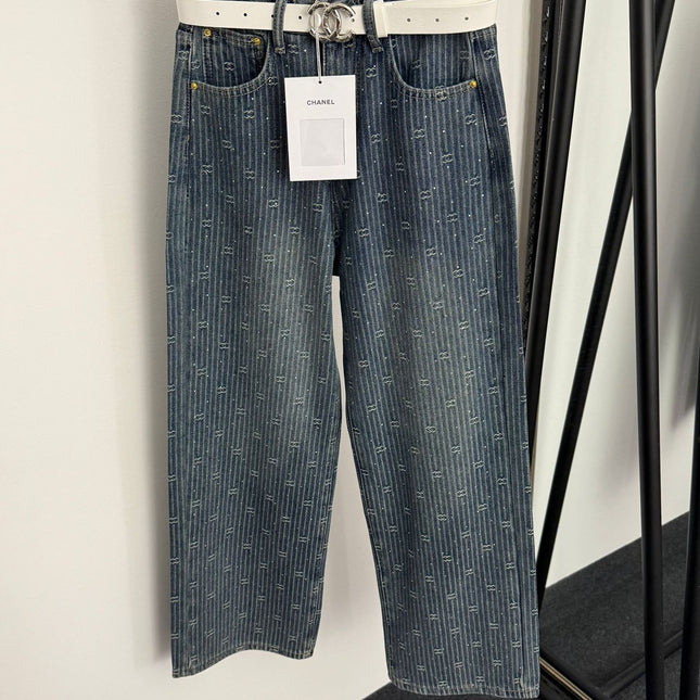 CHANEL 25S HIGH-WAISTED FLEECE-LINED JEANS 563