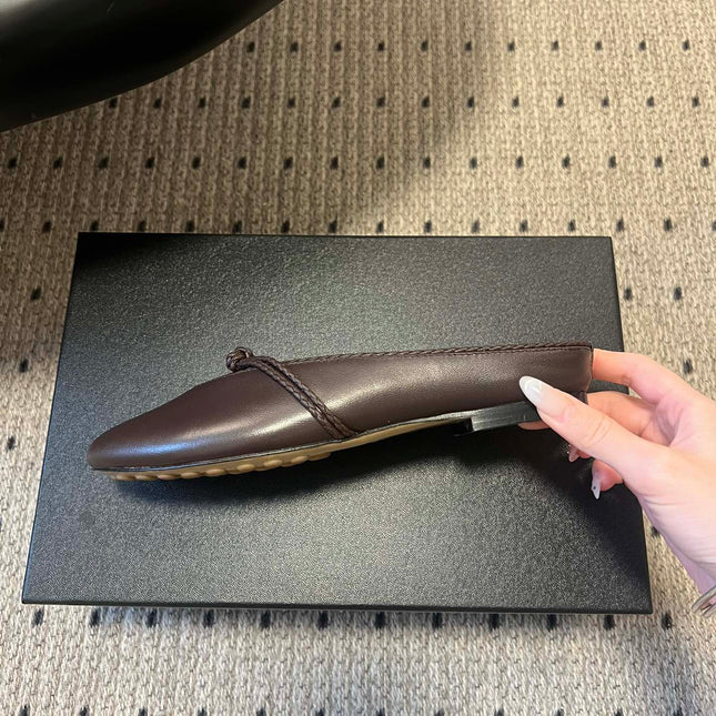 BOTTEGA VENETA 26S FLAT MULES IN DARK BROWN LAMBSKIN