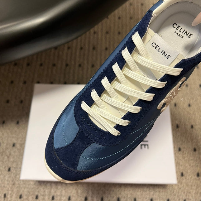 CELINE 26S RACER SNEAKERS IN NAVY BLUE FABRIC AND SUEDE