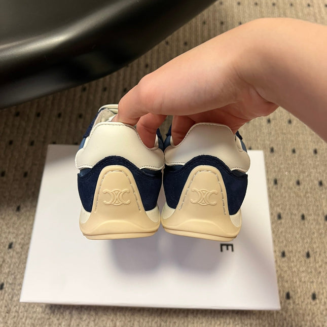 CELINE 26S RACER SNEAKERS IN NAVY BLUE FABRIC AND SUEDE