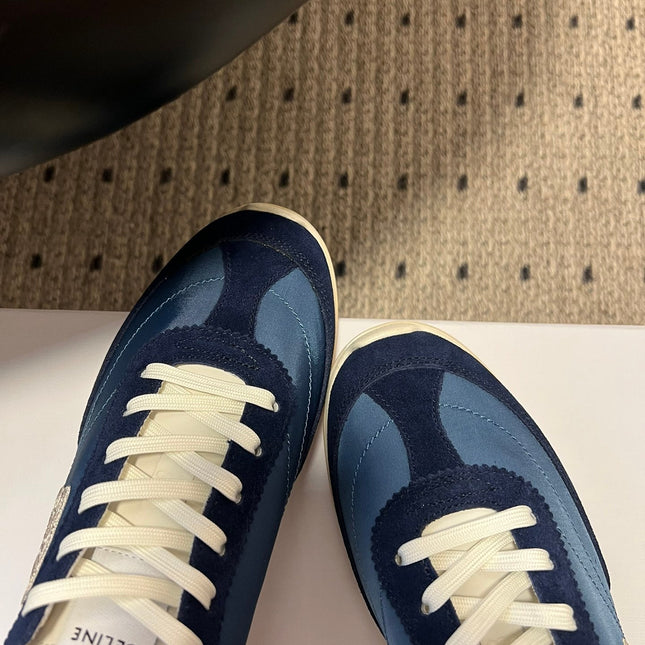 CELINE 26S RACER SNEAKERS IN NAVY BLUE FABRIC AND SUEDE