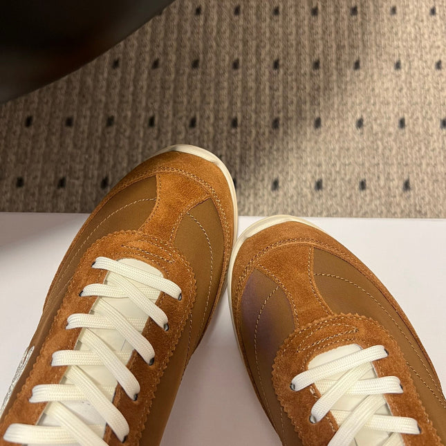 CELINE 26S RACER SNEAKERS IN BROWN FABRIC AND SUEDE