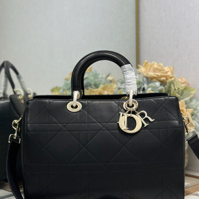 DIOR 26S CANNAGE GRANVILLE 34 IN BLACK CALFSKIN